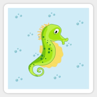 Ocean life - seahorse in the free ocean Sticker